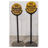 2) Vintage DST 'No Parking Between Signs' Curb S