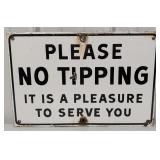 Vintage SSP Please No Tipping Sign