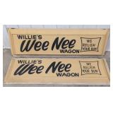 2) 6ft Vintage Willie's Wee Nee Wagon Lexon Advert