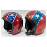 2) Vintage 1960s-1970s Confederate Flag Metal Flak