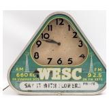 Vintage WESC Radio AM / FM Neon Advertising Clock