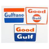 (3) SSP Good Gulf and Gulftane Pump Plate Signs