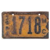 Original 1938 Pennsylvania Motorcycle License Plat