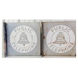 2) Vintage 18in DSP Bell Public Telephone Flange A