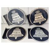 4) Vintage 20in DST Bell Public Telephone Flange A