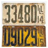 1914 & 1915 Illinois License Plates