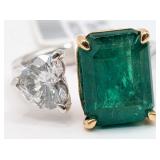 18K Gold Emerald & Diamond Ring