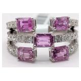 14K Gold Pink Sapphire & Diamond Ring