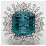 18K Gold Emerald & Diamond Ring