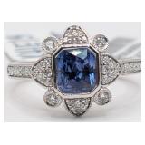 Platinum Aaron Gofflieb Blue Sapphire & Diamond Ri