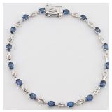 Sterling 2.48 ctw Oval Tanzanite Bracelet