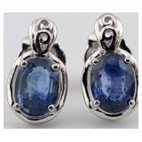 Sterling 1.59 ctw Oval Sapphire Stud Earrings