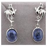 Sterling 3.41 ctw Tanzanite & Diamond Dolphin Dang