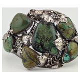 Vintage Sterling Navajo Grape Vine Green Turquoise