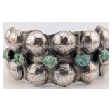Vintage Sterling Mercury Dime Turquoise Cuff Brace