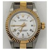 Ladies Rolex Two-Tone Roman Numeral Dial Oyster Pe