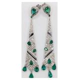 Platinum Oscar Friedman Emerald & Diamond Dangle E
