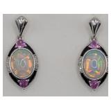 Platinum Opal Sapphire & Diamond Drop Earrings