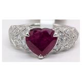 Platinum Oscar Friedman 2.84 Carat Heart Cut Burme
