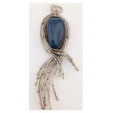 Sterling Vintage Handmade Blue Sodalite Palm Stone