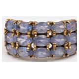 10K Gold 3-Row Tanzanite Ring