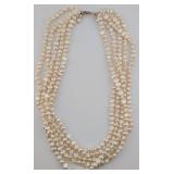 14K Gold Clasp 5 Strand Freshwater Pearl Necklace