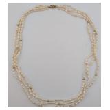 14K Gold Clasp 3 Strand Freshwater Pearl Necklace