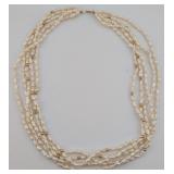 14K Gold Clasp 5 Strand Freshwater Pearl Necklace