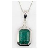 Platinum Oscar Friedman Emerald & Diamond Pendant