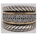 Sterling & 14K Gold Channel Set White Sapphire Rop