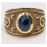 14K Gold Blue Sapphire Ring