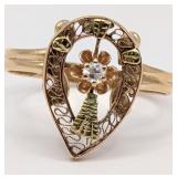 Vintage 14K Gold Diamond  Floral Ring