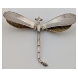 Vintage Mexico Sterling & Bronze 3-D Dragonfly Bro