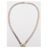 Sterling Tri Color Italian Riccio Chain Flower Nec