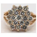 18K Gold Diamond Cluster Cocktail Ring