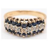 10K Gold Sapphire & Diamond Ring