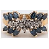 10K Gold Blue Sapphire & Diamond Ring