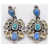 Sterling Barse Multi Stone Dangle Earrings
