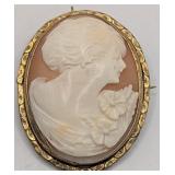 Victorian 14K Gold Cameo Pendant/Brooch