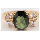 14K Green Sapphire & Diamond Ring