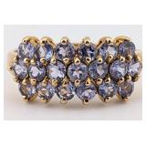 10K Triple-Row Tanzanite Ring