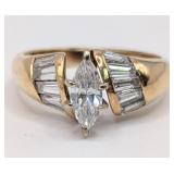 14K Marquis Diamond Ring