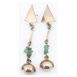 Vintage Sterling Taxco Modernist Turquoise Dangle