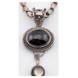 Vintage Artisan Sterling Silver Garnet & Moonstone