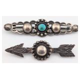Lot of (2) Sterling Vintage Native American Brooch