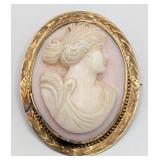 Vintage 10K Gold Cameo Brooch