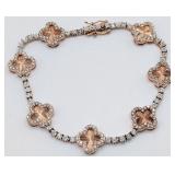 10K Rose Gold  Diamond 2.00 Ctw Clover Link Bracel