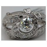 14K Gold Diamond Swirl Ring