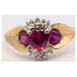 10K Gold Ruby & Diamond Heart Ring