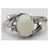 14K Gold Opal & Diamond Ring
